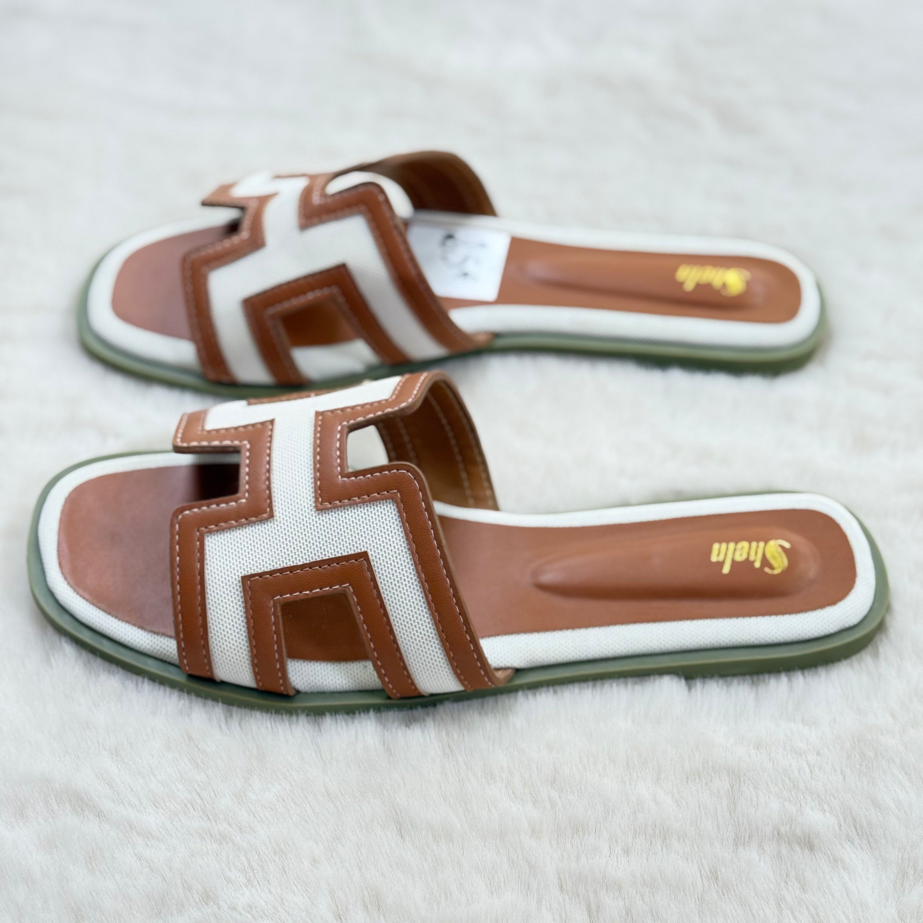 SheIn - Sandales Marrons Blancs & Kaki