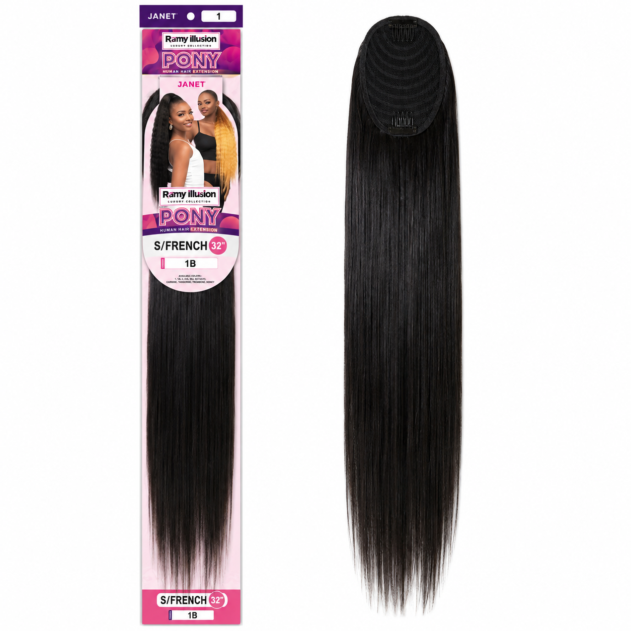 Ponytail S French couleur 1B noir lisse